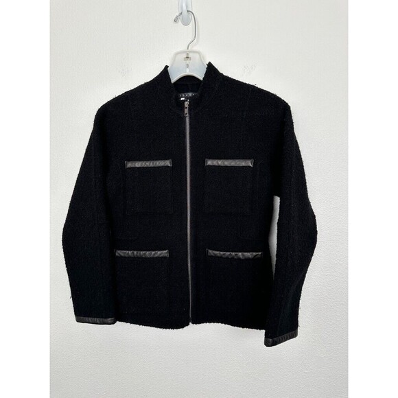 Theory Jackets & Blazers - Theory Dorlan Double Boucle Full Zip Jacket Wool Blend Black Work Women's Size 0